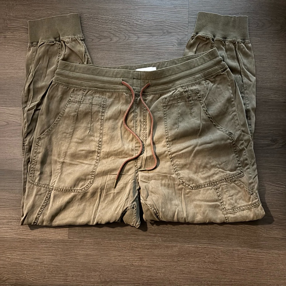 Anthropologie Nomad Olive Green High Rise Drawstring Joggers Sz XL Tall - Picture 3 of 6